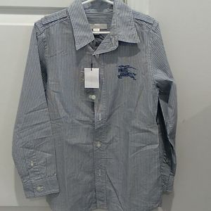 NWT Burberry  children size 8 logo striped shirt with shoulder button detail